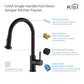 Kibi Casa Single Handle High Arc Pull Down Kitchen Faucet With Soap Dispenser in Matte Black Finish