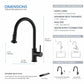 Kibi Casa Single Handle High Arc Pull Down Kitchen Faucet With Soap Dispenser in Matte Black Finish