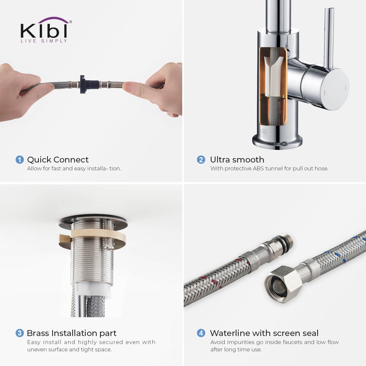 Kibi Casa Single Handle High Arc Pull Down Kitchen Faucet in Chrome Finish