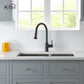 Kibi Casa Single Handle High Arc Pull Down Kitchen Faucet in Matte Black Finish