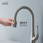 Kibi Cedar Single Handle High Arc Pull Down Kitchen Faucet With Soap Dispenser in Brushed Nickel Finish