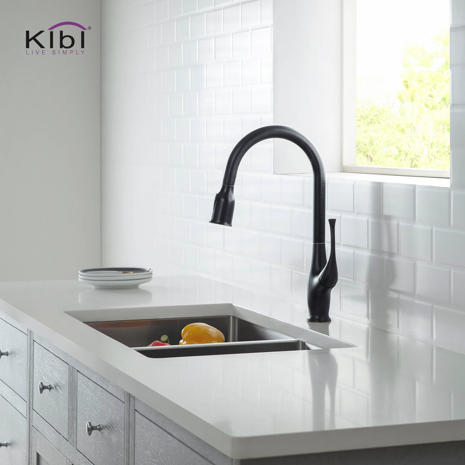 Kibi Cedar Single Handle High Arc Pull Down Kitchen Faucet in Oil Rubbed Bronze Finish