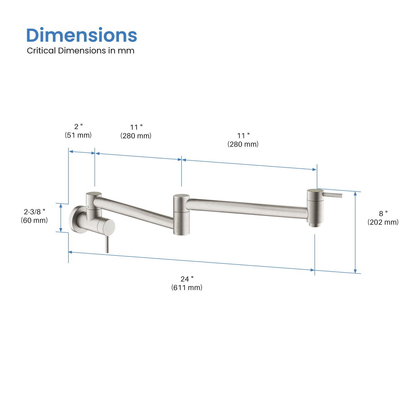 Kibi Circular Kitchen Pot Filler In Brushed Nickel Finish