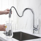 Kibi Circular Single Handle Pull Down Kitchen Faucet With Soap Dispenser in Chrome Finish