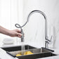 Kibi Circular Single Handle Pull Down Kitchen Faucet in Chrome Finish