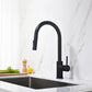 Kibi Circular Single Handle Pull Down Kitchen Faucet in Matte Black Finish