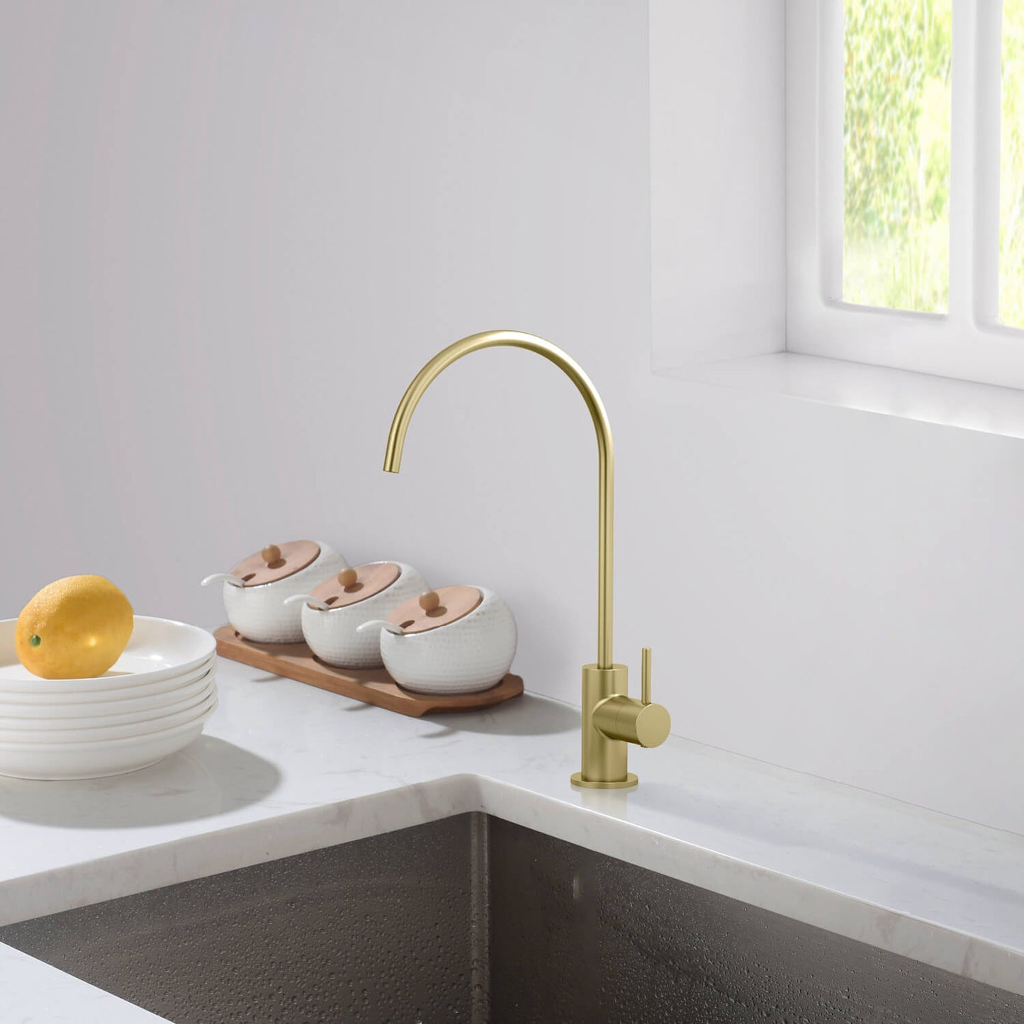 Kibi Circular Water Filtration Faucet in Brushed Gold Finish