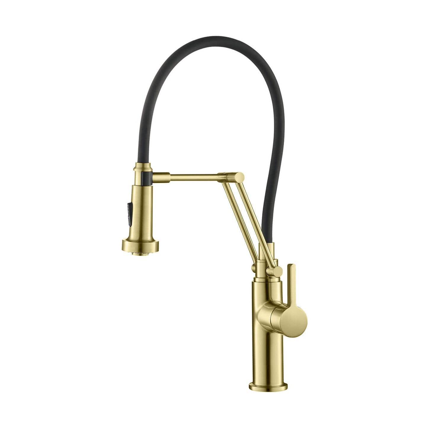 Kibi Engel Single Handle Pull Down Kitchen Faucet In Brushed Gold Finish