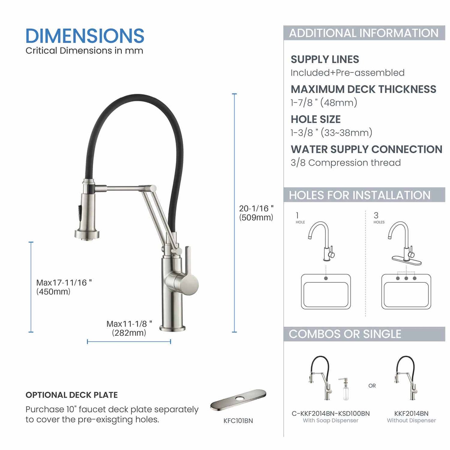 Kibi Engel Single Handle Pull Down Kitchen Faucet In Brushed Nickel Finish