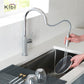 Kibi Hilo Single Handle High Arc Pull Down Kitchen Faucet With Soap Dispenser in Chrome Finish