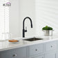 Kibi Hilo Single Handle High Arc Pull Down Kitchen Faucet With Soap Dispenser in Matte Black Finish