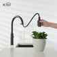 Kibi Hilo Single Handle High Arc Pull Down Kitchen Faucet in Matte Black Finish