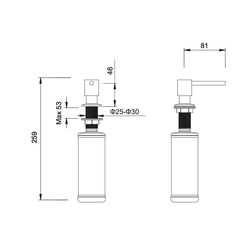 Kibi KSD100 Kitchen Soap Dispenser in Brushed Nickel Finish