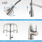 Kibi Largo Single Handle Pull Down Kitchen Faucet With Soap Dispenser in Brushed Nickel Finish