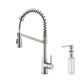 Kibi Largo Single Handle Pull Down Kitchen Faucet With Soap Dispenser in Brushed Nickel Finish