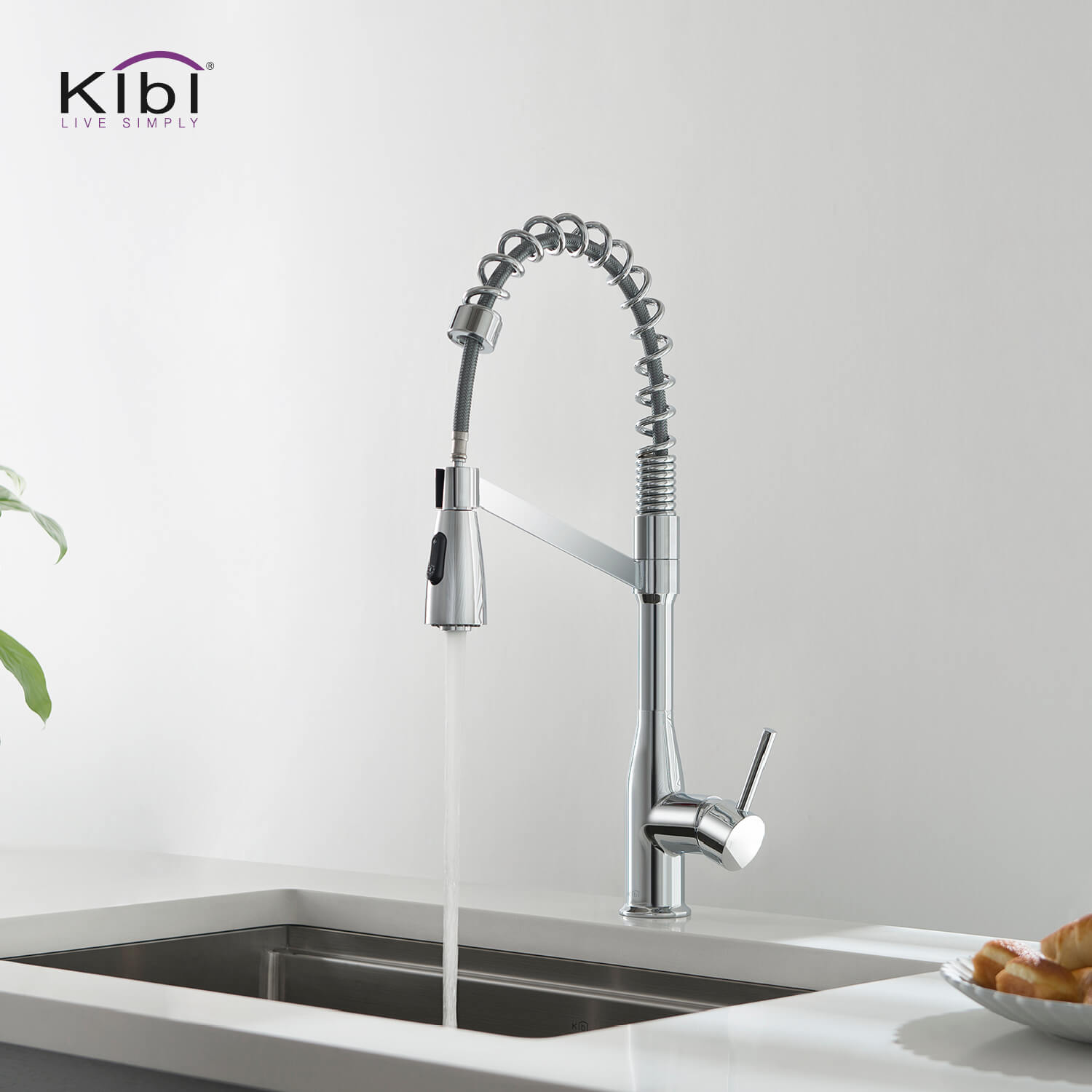 Kibi Largo Single Handle Pull Down Kitchen Faucet in Chrome Finish