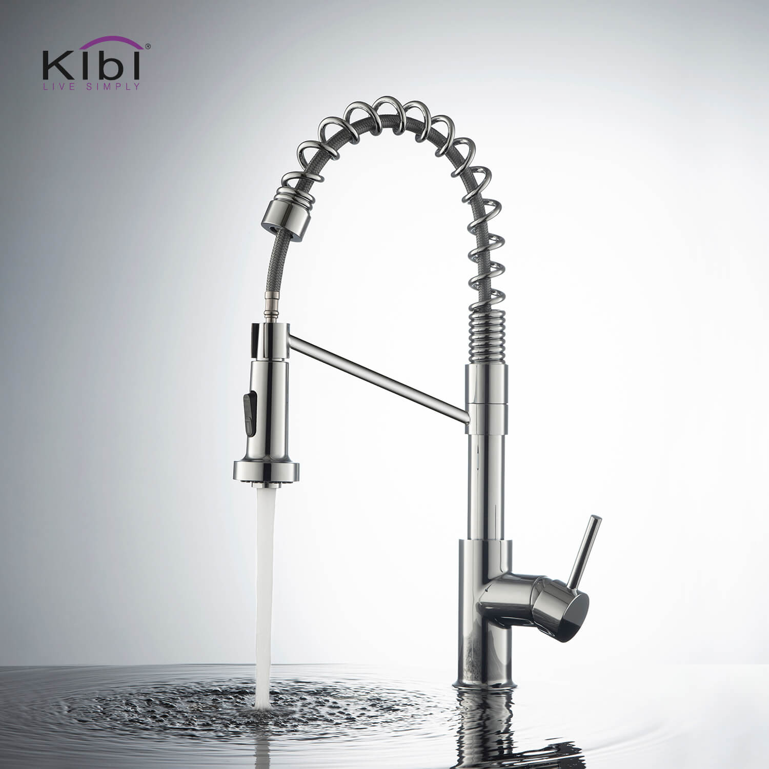 Kibi Lodi Single Handle High Arc Pull Down Kitchen Faucet In Chrome Finish
