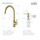 Kibi Lowa Single Handle High Arc Kitchen Bar Sink Faucet With Soap Dispenser in Brushed Gold Finish