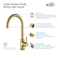 Kibi Lowa Single Handle High Arc Kitchen Bar Sink Faucet in Brushed Gold Finish