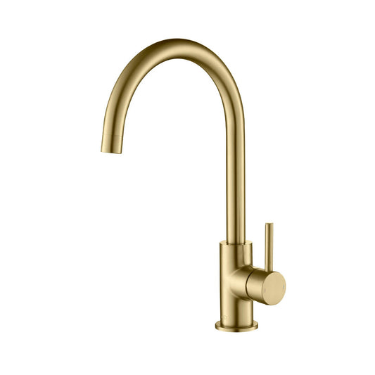 Kibi Lowa Single Handle High Arc Kitchen Bar Sink Faucet in Brushed Gold Finish