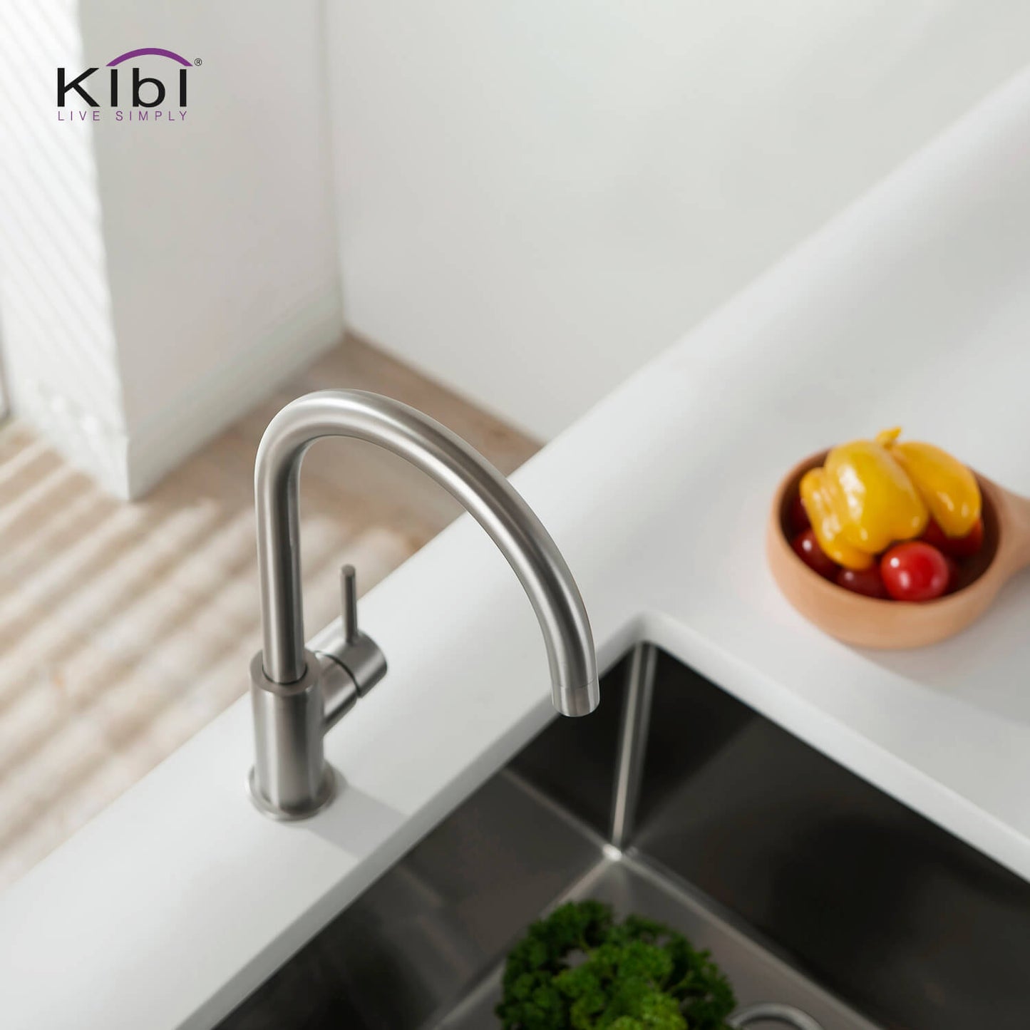 Kibi Lowa Single Handle High Arc Kitchen Bar Sink Faucet in Brushed Nickel Finish