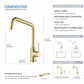 Kibi Macon Single Handle High Arc Kitchen Bar Sink Faucet With Soap Dispenser in Brushed Gold Finish