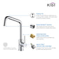 Kibi Macon Single Handle High Arc Kitchen Bar Sink Faucet With Soap Dispenser in Chrome Finish