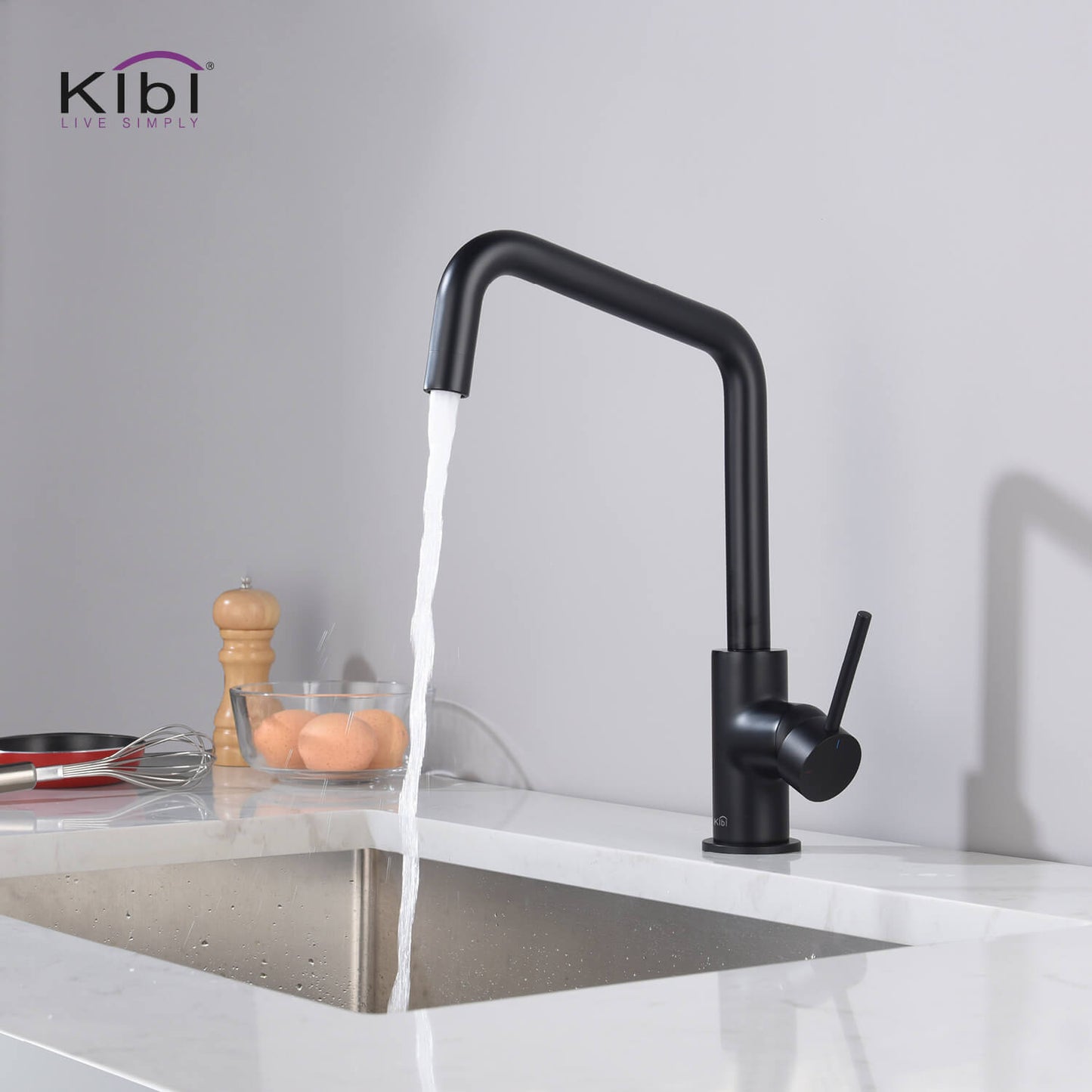 Kibi Macon Single Handle High Arc Kitchen Bar Sink Faucet in Matte Black Finish