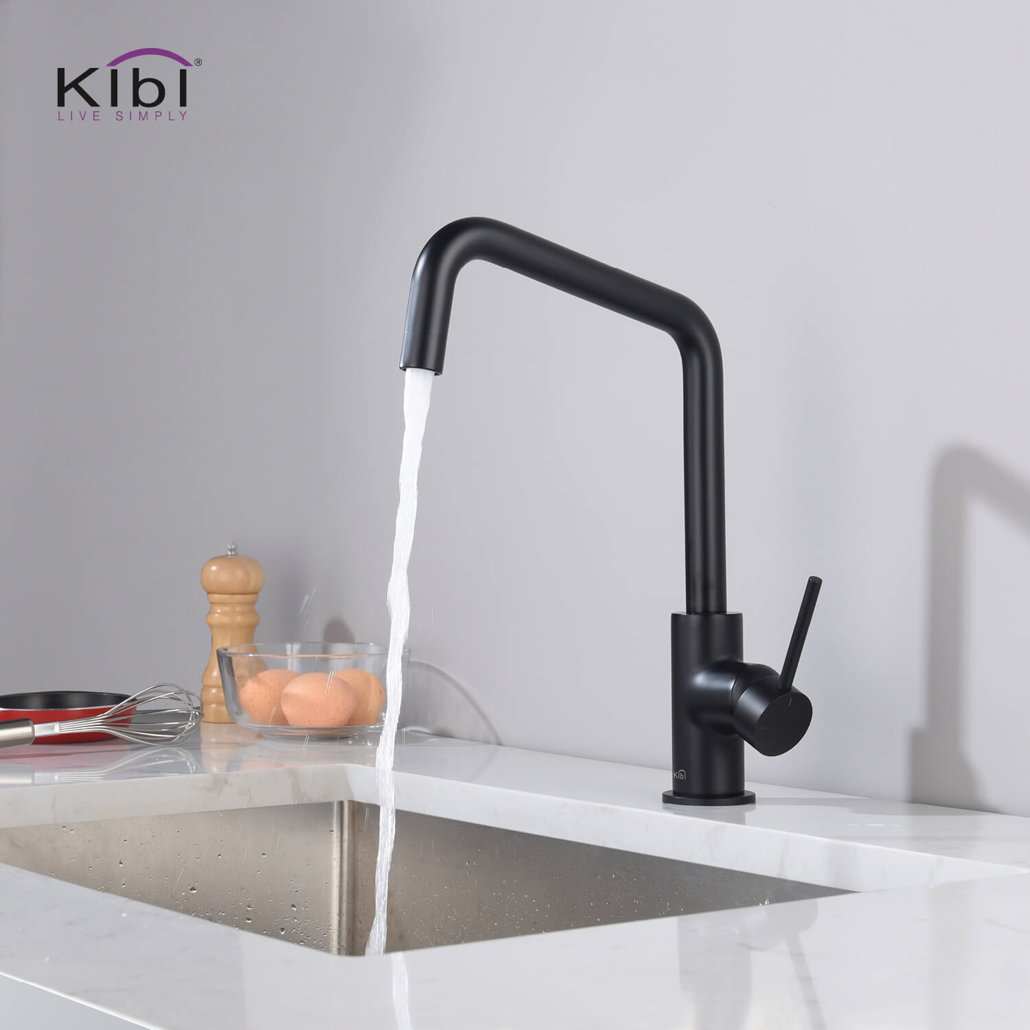 Kibi Macon Single Handle High Arc Kitchen Bar Sink Faucet in Matte Black Finish