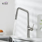 Kibi Macon Single Handle High Arc Pull Down Kitchen Faucet With Soap Dispenser in Brushed Nickel Finish
