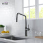 Kibi Macon Single Handle High Arc Pull Down Kitchen Faucet With Soap Dispenser in Titanium Finish