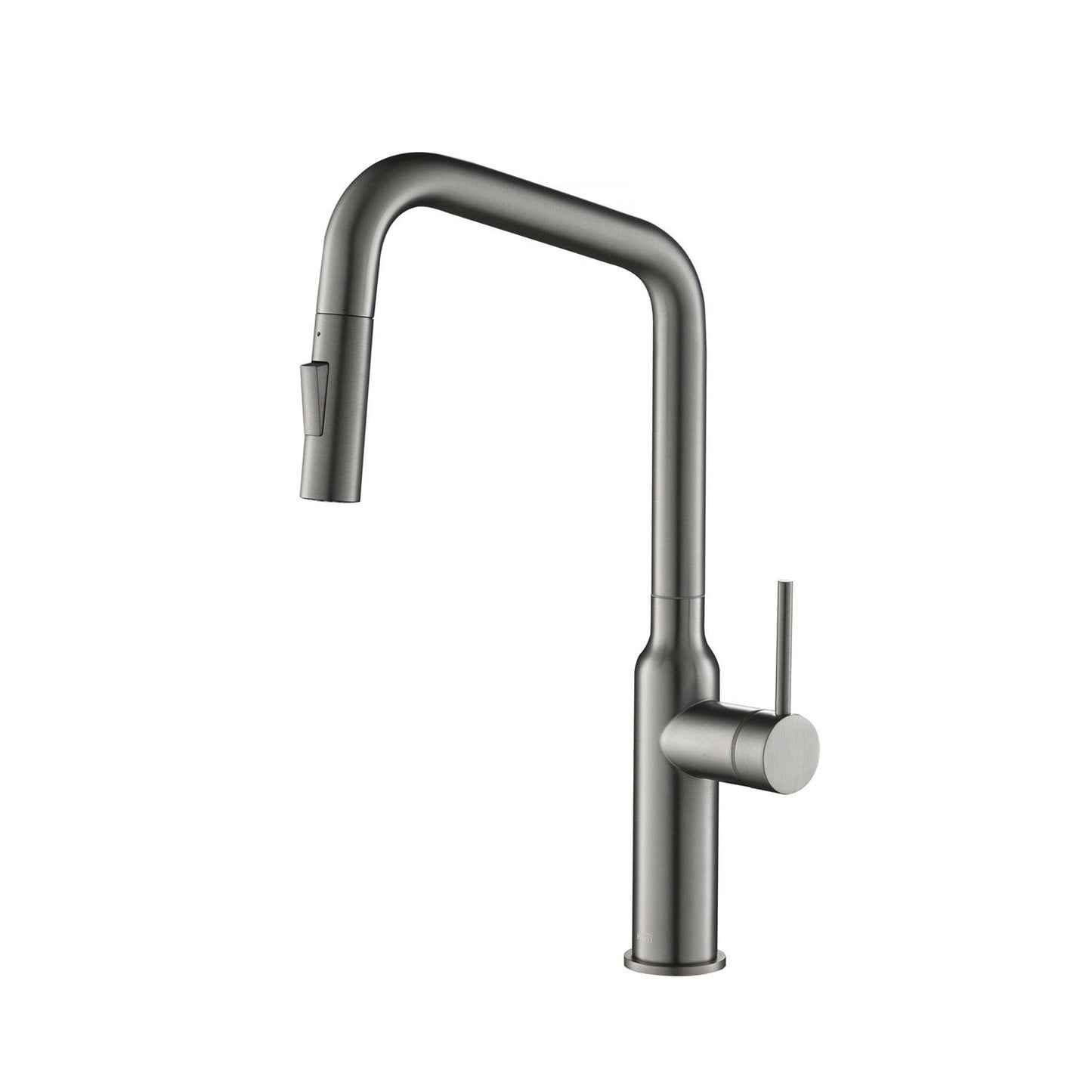 Kibi Macon Single Handle High Arc Pull Down Kitchen Faucet in Titanium Finish