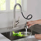 Kibi Single Handle Pull Down Kitchen Faucet In Brushed Nickel Finish