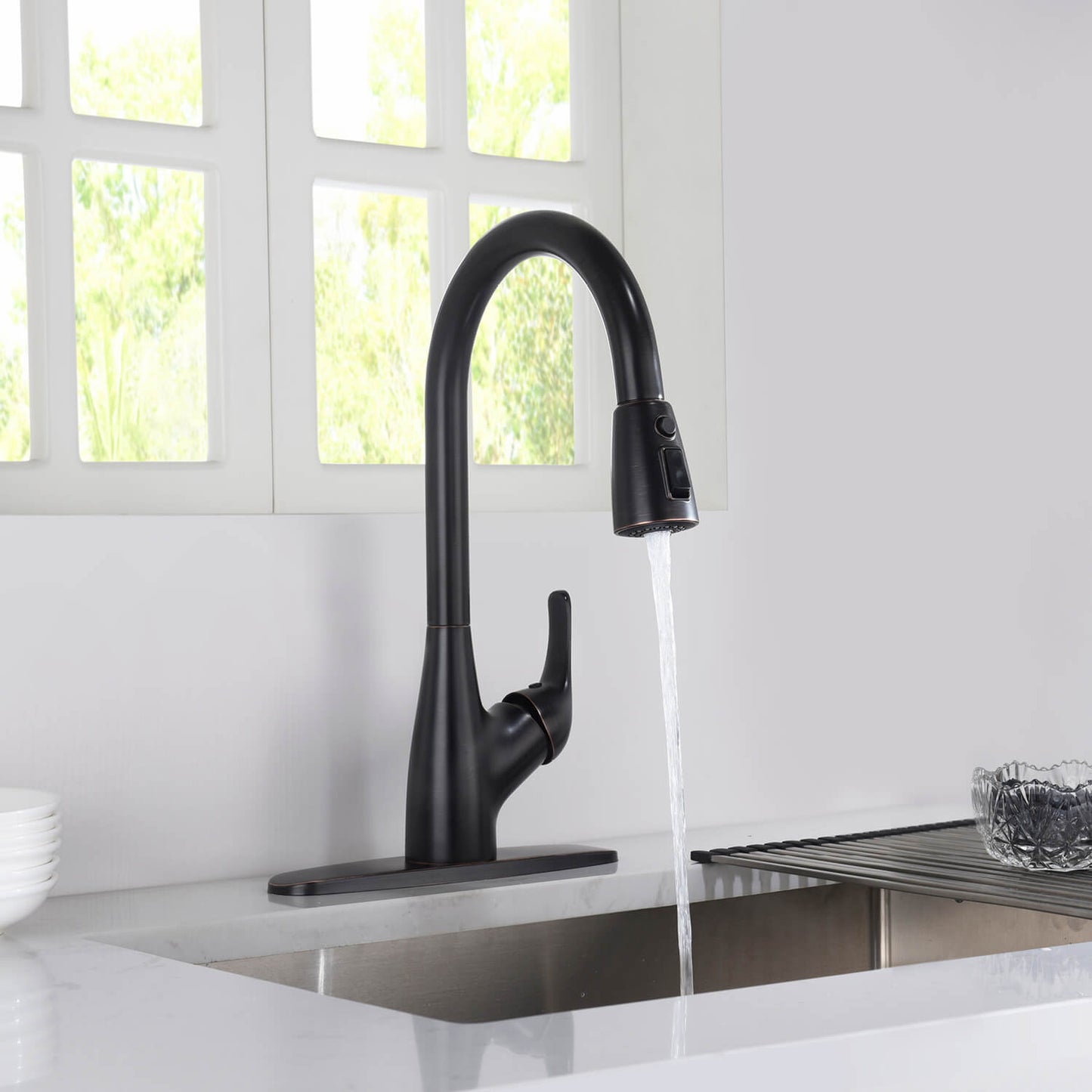 Kibi Single Handle Pull Down Kitchen Faucet In Oil Rubbed Bronze Finish