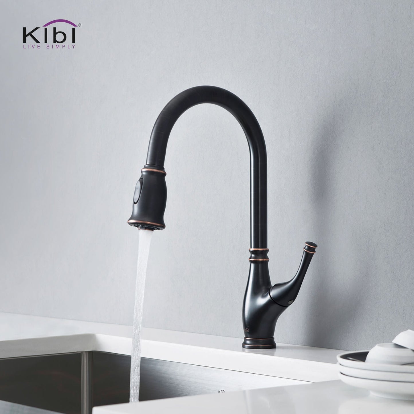 Kibi Summit Single Handle High Arc Pull Down Kitchen Faucet in Oil Rubbed Bronze Finish