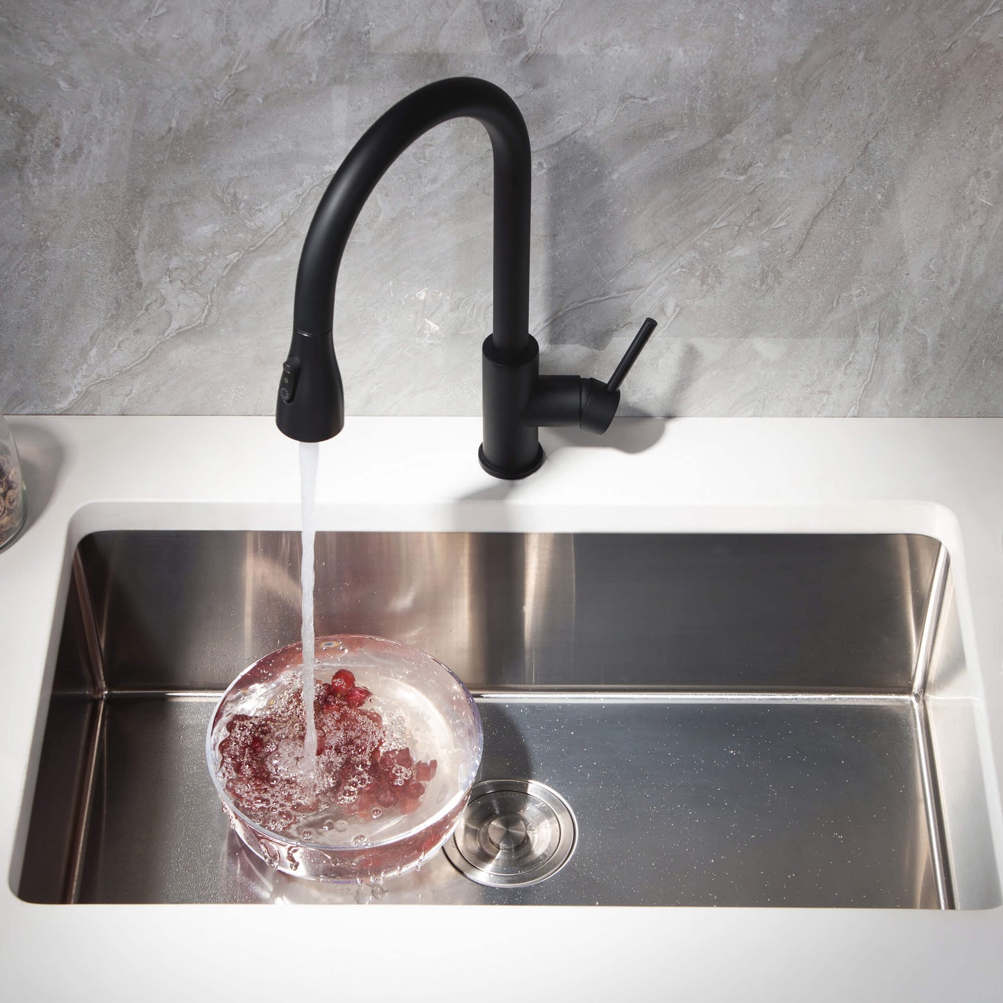 Kibi Value Single Handle Pull Down Kitchen Faucet In Matte Black Finish