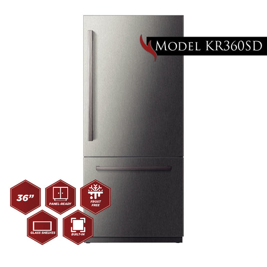 Kucht 36" 20 Cu. Ft. Built-In Bottom Freezer Refrigerator With Custom Panel Ready