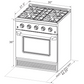 Kucht KDF Series 30" Black Custom Freestanding Natural Gas Dual Fuel Range With 4 Burners, Black Knobs and Gold Handle