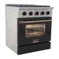 Kucht KDF Series 30" Black Custom Freestanding Natural Gas Dual Fuel Range With 4 Burners, Black Knobs and Rose Gold Handle