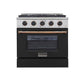 Kucht KDF Series 30" Black Custom Freestanding Propane Gas Dual Fuel Range With 4 Burners, Black Knobs and Gold Handle