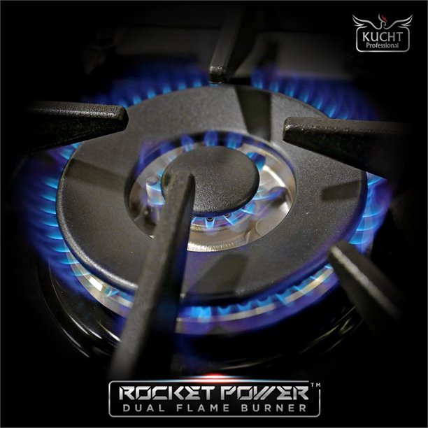 Kucht KDF Series 30" Black Custom Freestanding Propane Gas Dual Fuel Range With 4 Burners, Black Knobs and Gold Handle