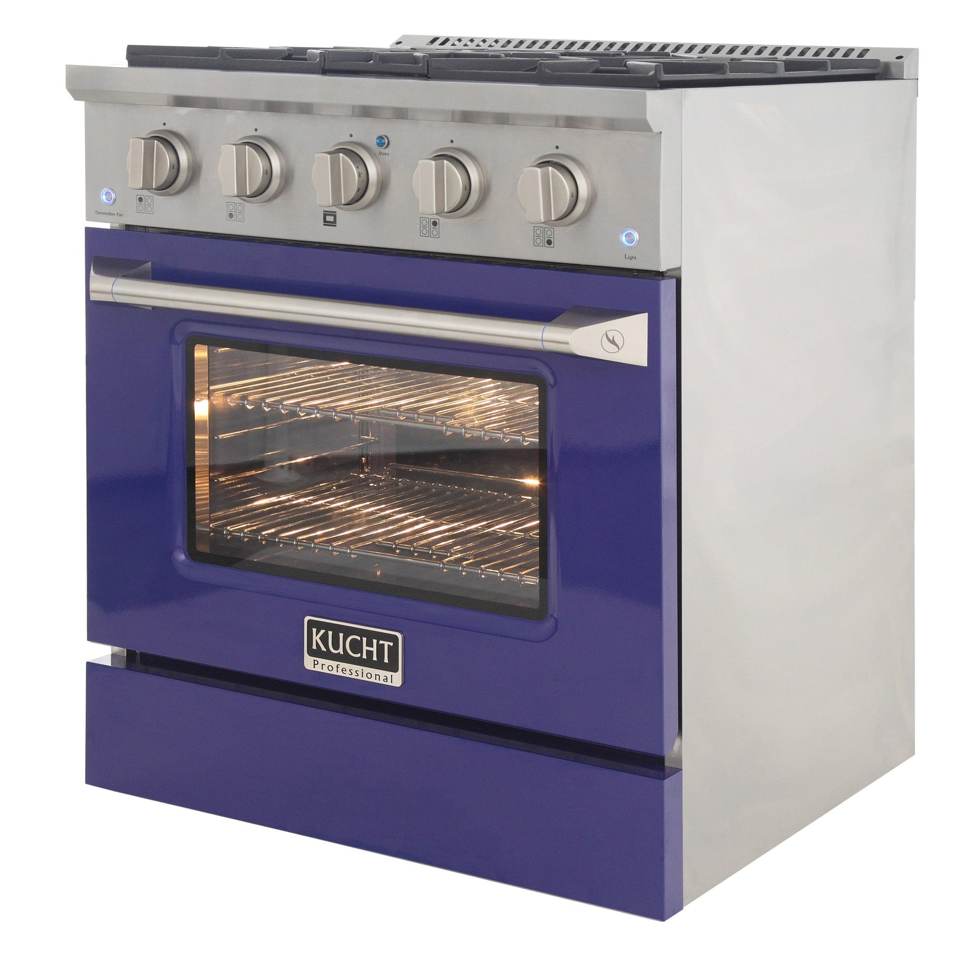 Kucht KDF Series 30" Blue Freestanding Natural Gas Dual Fuel Range With 4 Burners