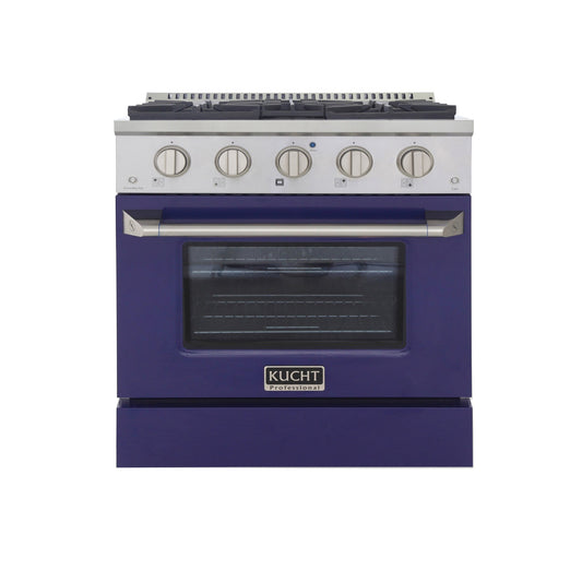 Kucht KDF Series 30" Blue Freestanding Natural Gas Dual Fuel Range With 4 Burners