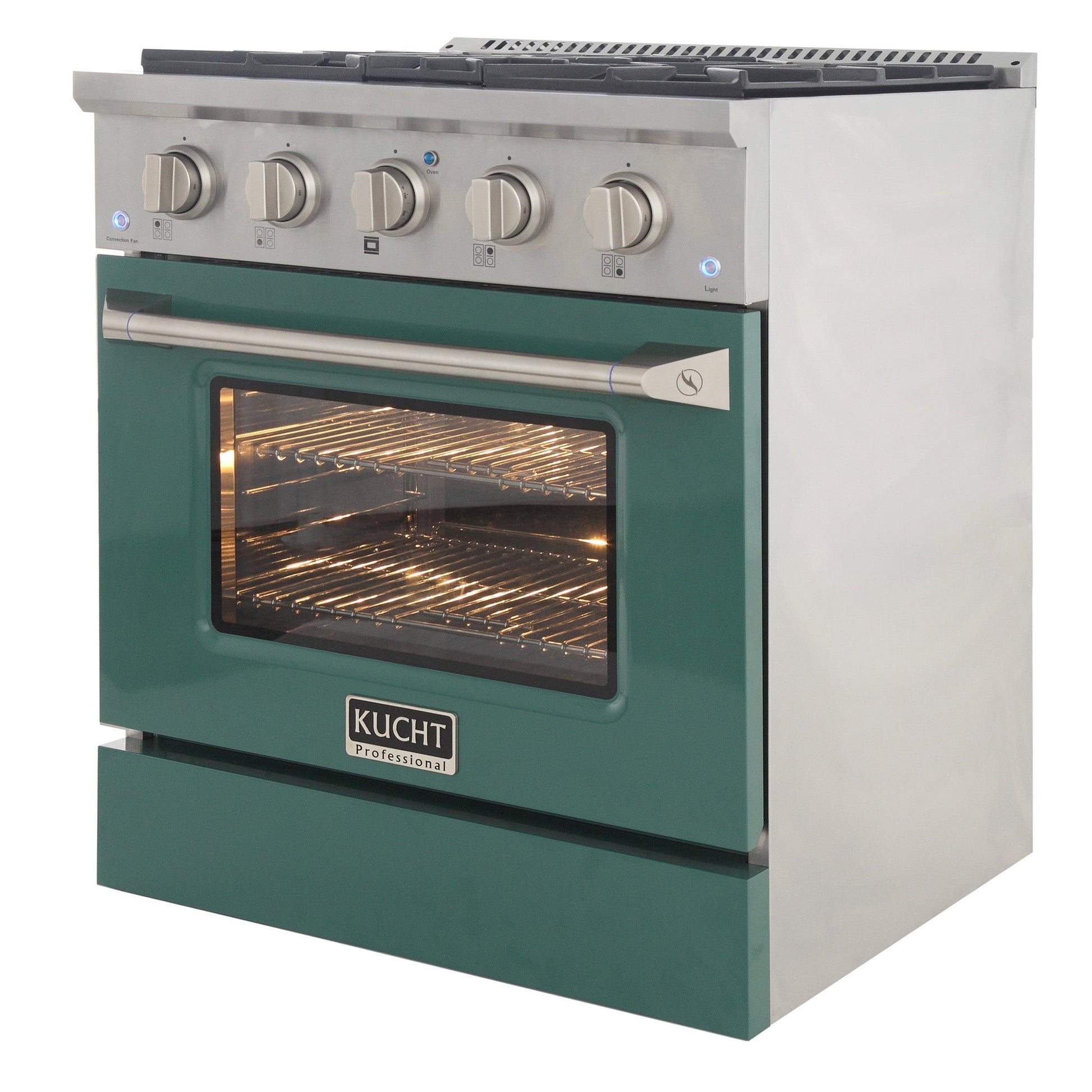 Kucht KDF Series 30" Green Freestanding Natural Gas Dual Fuel Range With 4 Burners