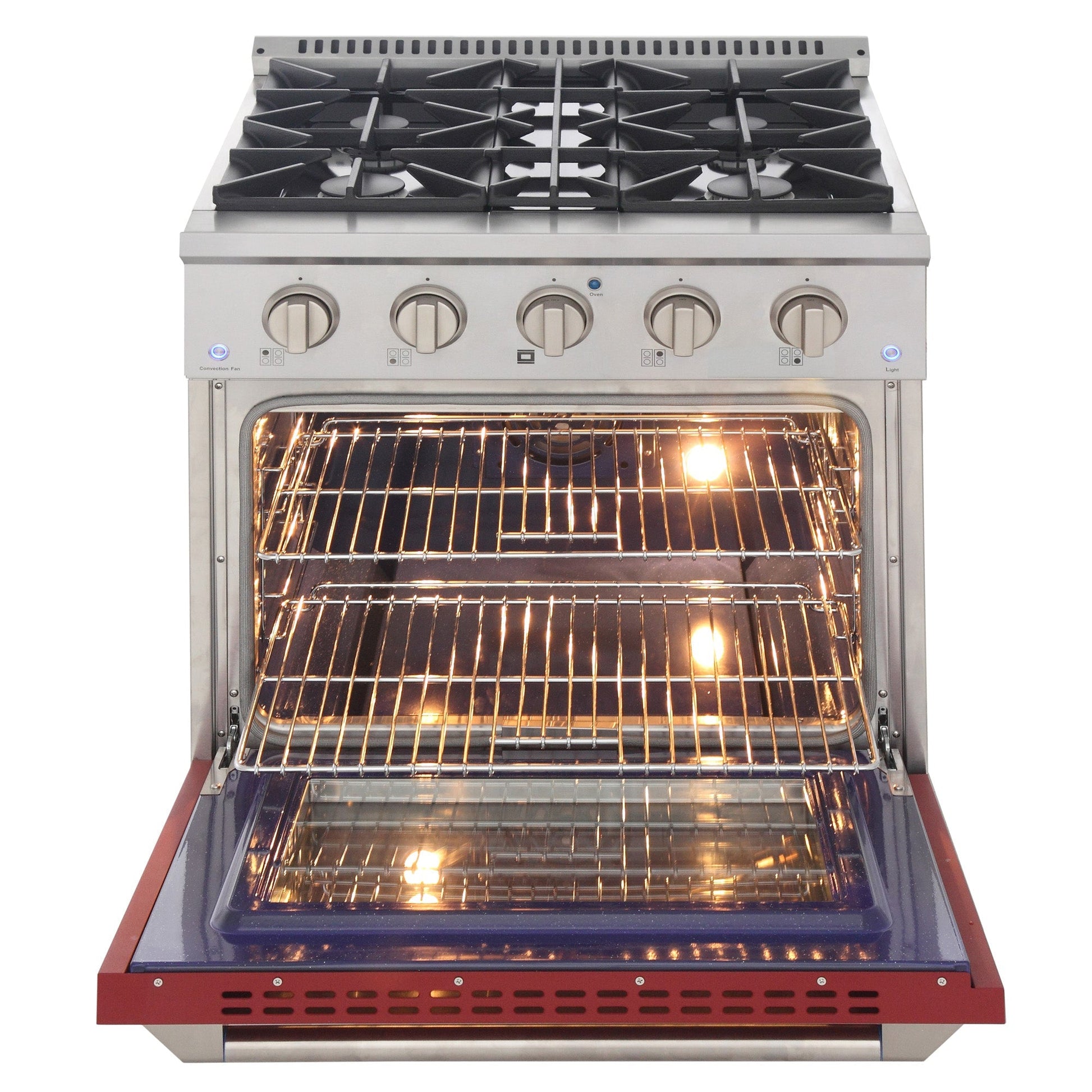 Kucht KDF Series 30" Red Freestanding Natural Gas Dual Fuel Range With 4 Burners