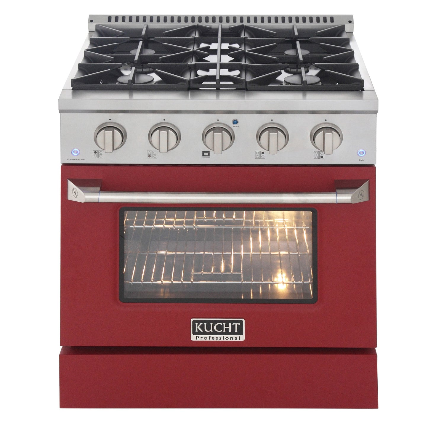 Kucht KDF Series 30" Red Freestanding Natural Gas Dual Fuel Range With 4 Burners