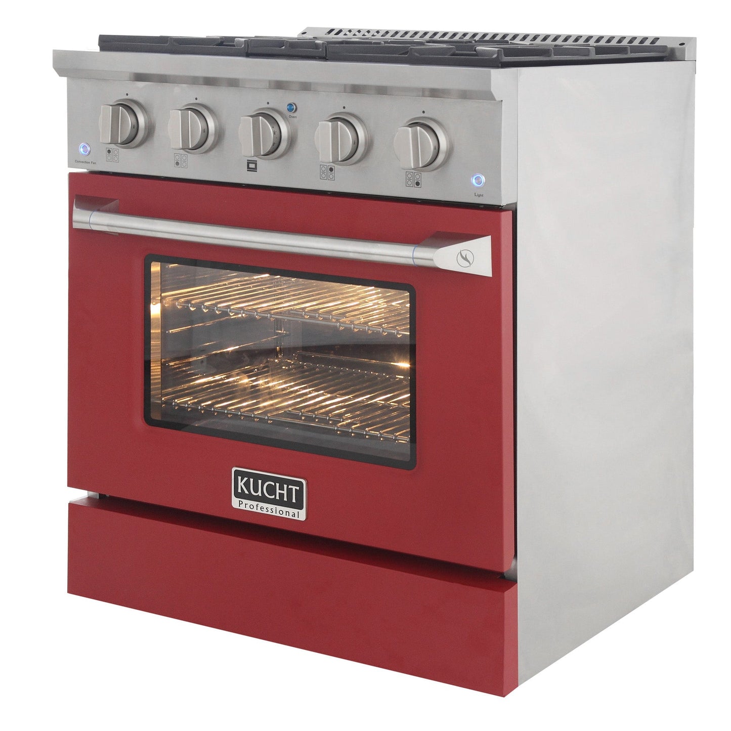 Kucht KDF Series 30" Red Freestanding Natural Gas Dual Fuel Range With 4 Burners