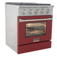 Kucht KDF Series 30" Red Freestanding Natural Gas Dual Fuel Range With 4 Burners