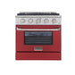 Kucht KDF Series 30" Red Freestanding Natural Gas Dual Fuel Range With 4 Burners