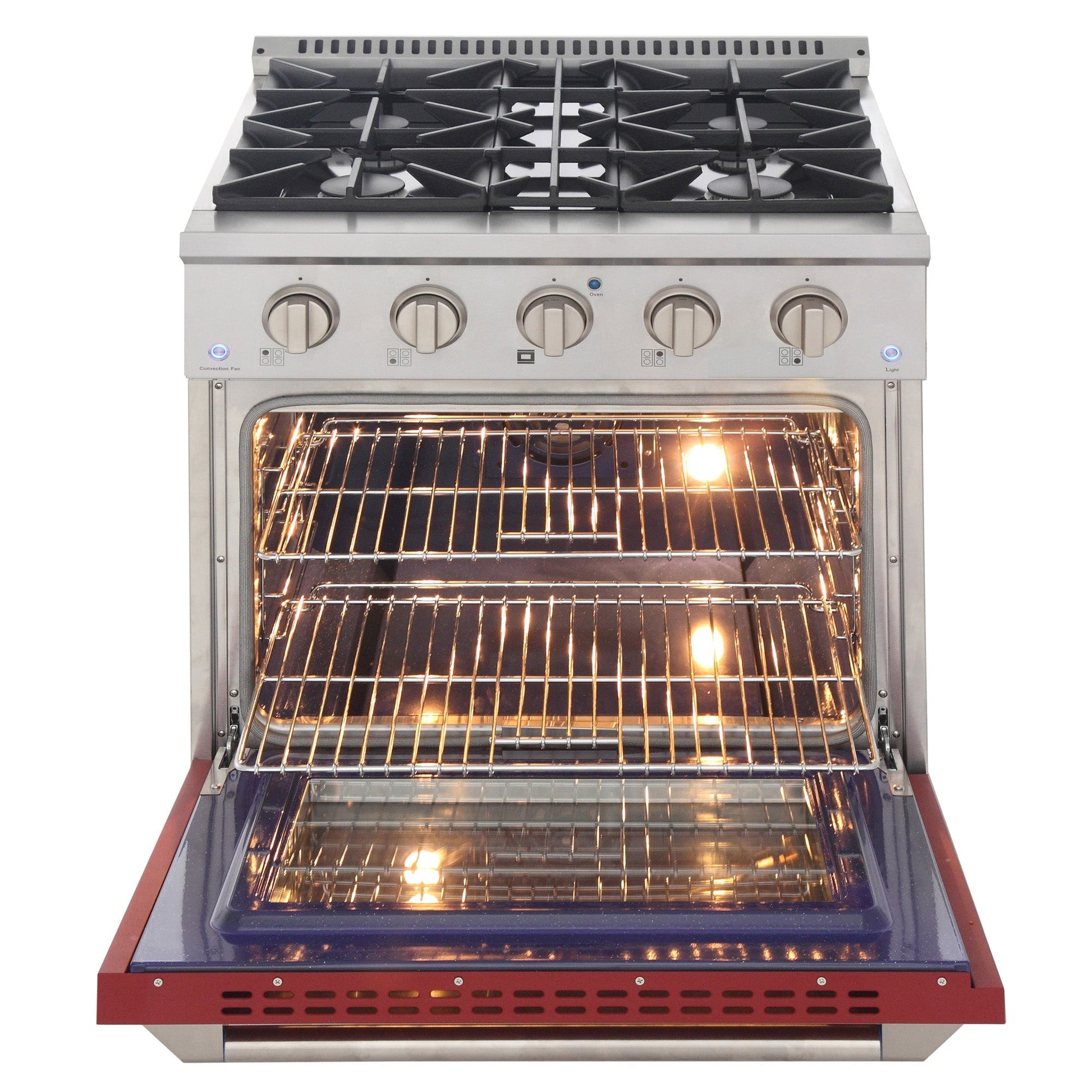 Kucht KDF Series 30" Red Freestanding Propane Gas Dual Fuel Range With 4 Burners